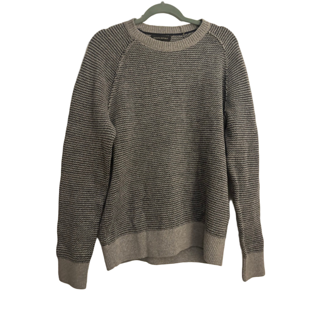 Men's Banana Republic Crewneck Sweater,Gray striped, Size L